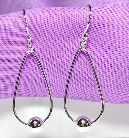 Sterling silver teardrop and ball shaped drop earrings