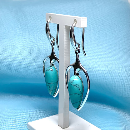 Sterling silver turquoise pear shaped drop earrings