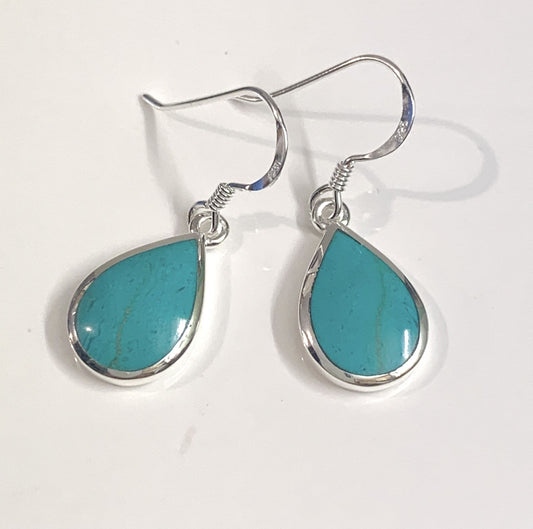 Sterling silver turquoise pear cut drop earrings