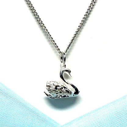 Swan necklace sterling silver pendant