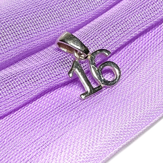 Sweet 16 shaped solid charm sterling silver 16th charm