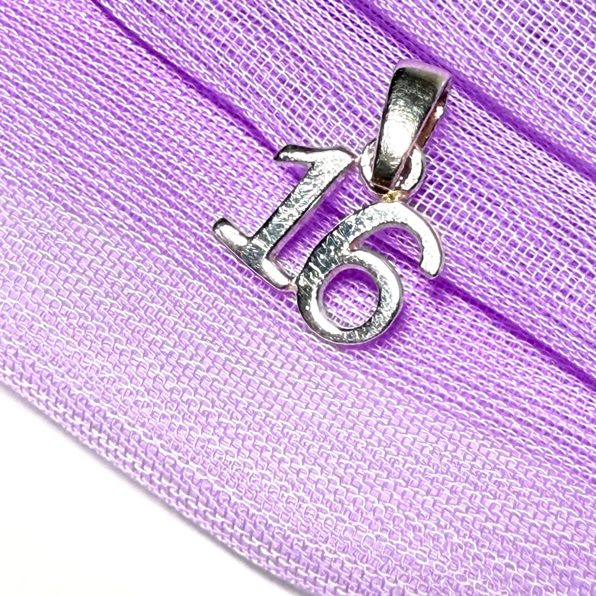 Sweet 16 shaped solid charm sterling silver 16th charm