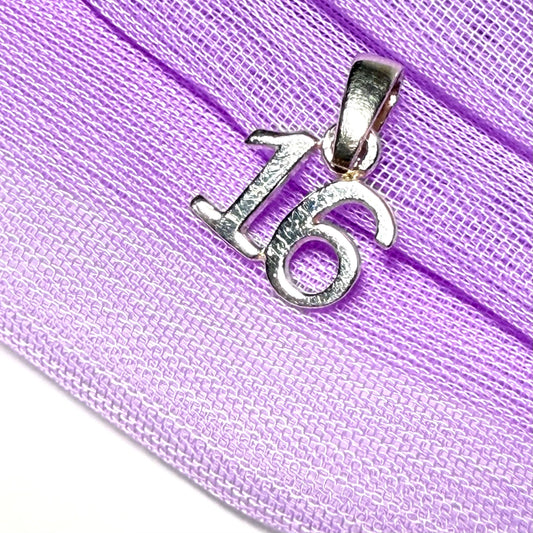 Sweet 16 shaped solid charm sterling silver 16th charm