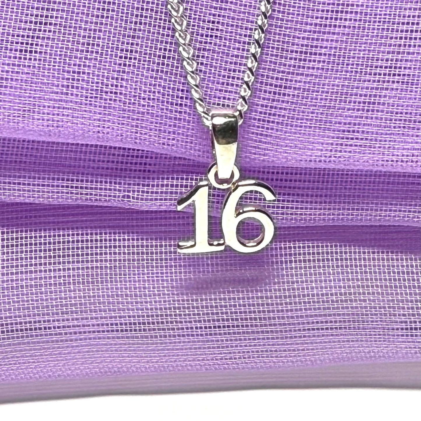 Sweet 16 shaped solid necklace sterling silver 16th pendant with chain