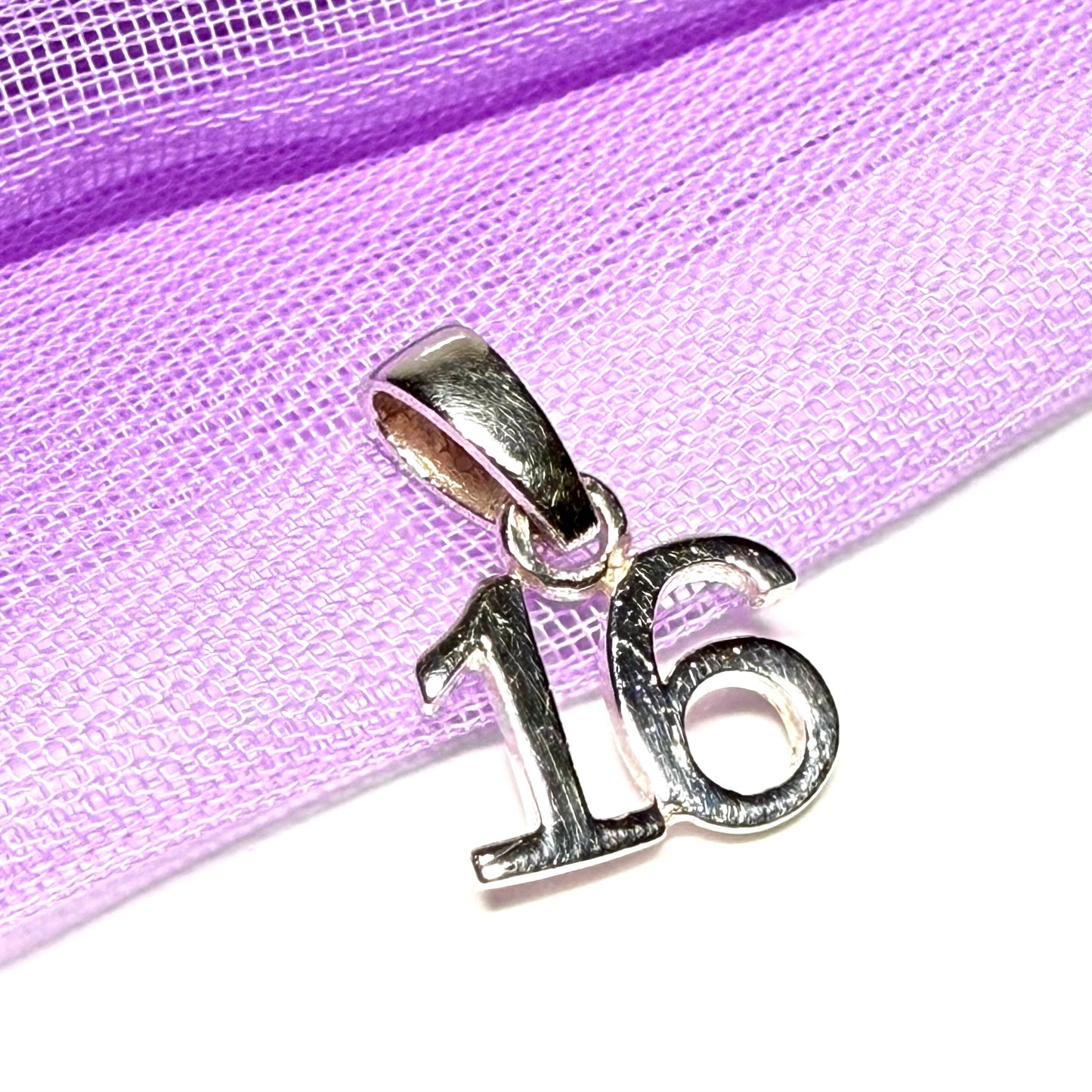 Sweet 16 shaped solid charm sterling silver 16th charm