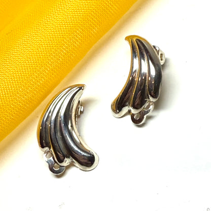 Swirl clip on earrings sterling silver