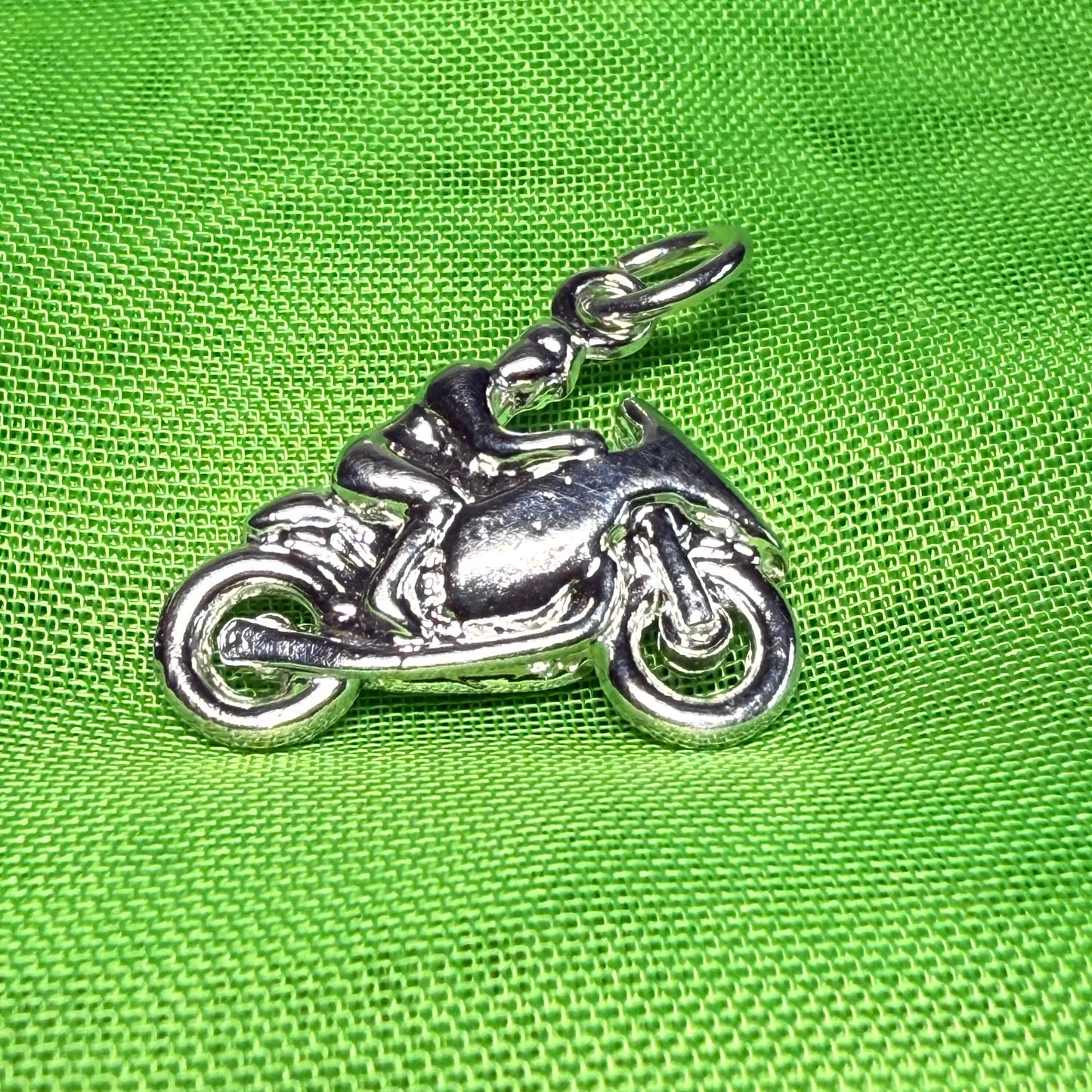 TT Racing Motorbike Charm Sterling Silver