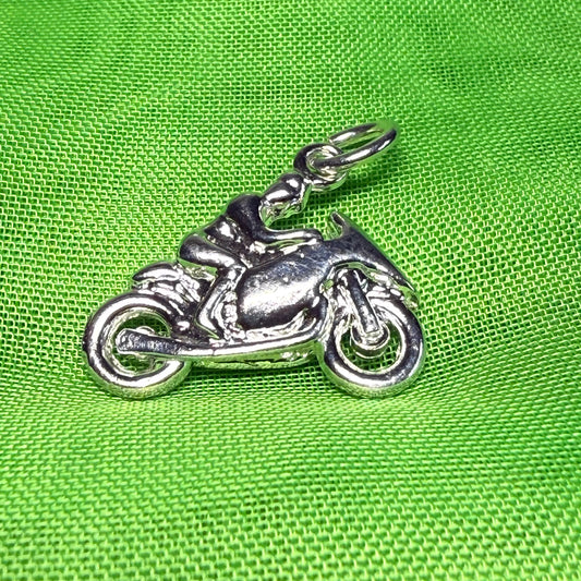 TT Racing Motorbike Charm Sterling Silver