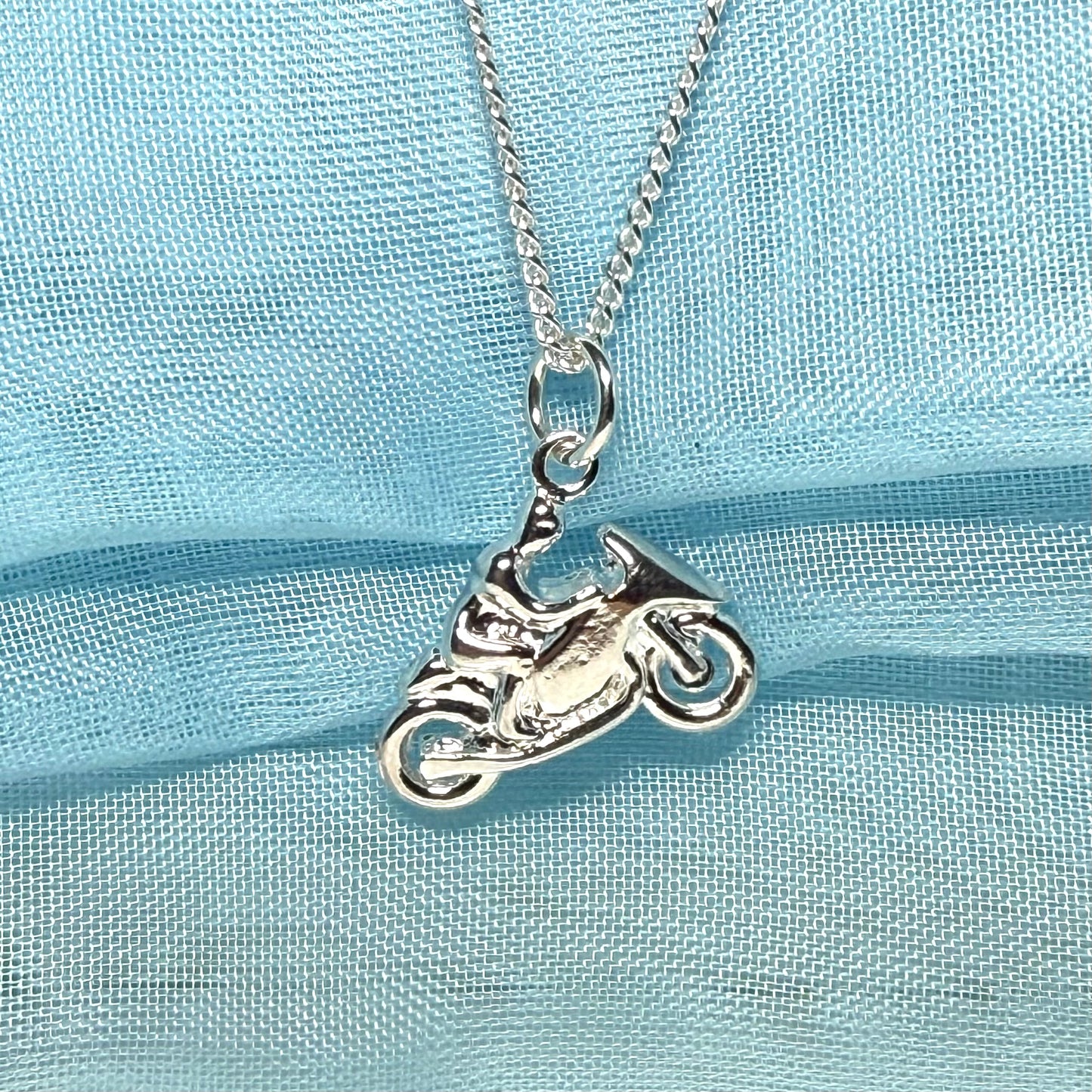 TT Racing Motorbike Necklace Sterling Silver