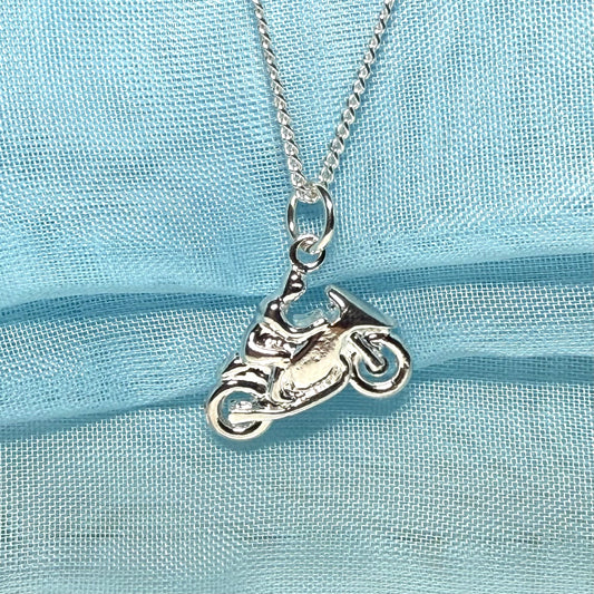 TT Racing Motorbike Necklace Sterling Silver