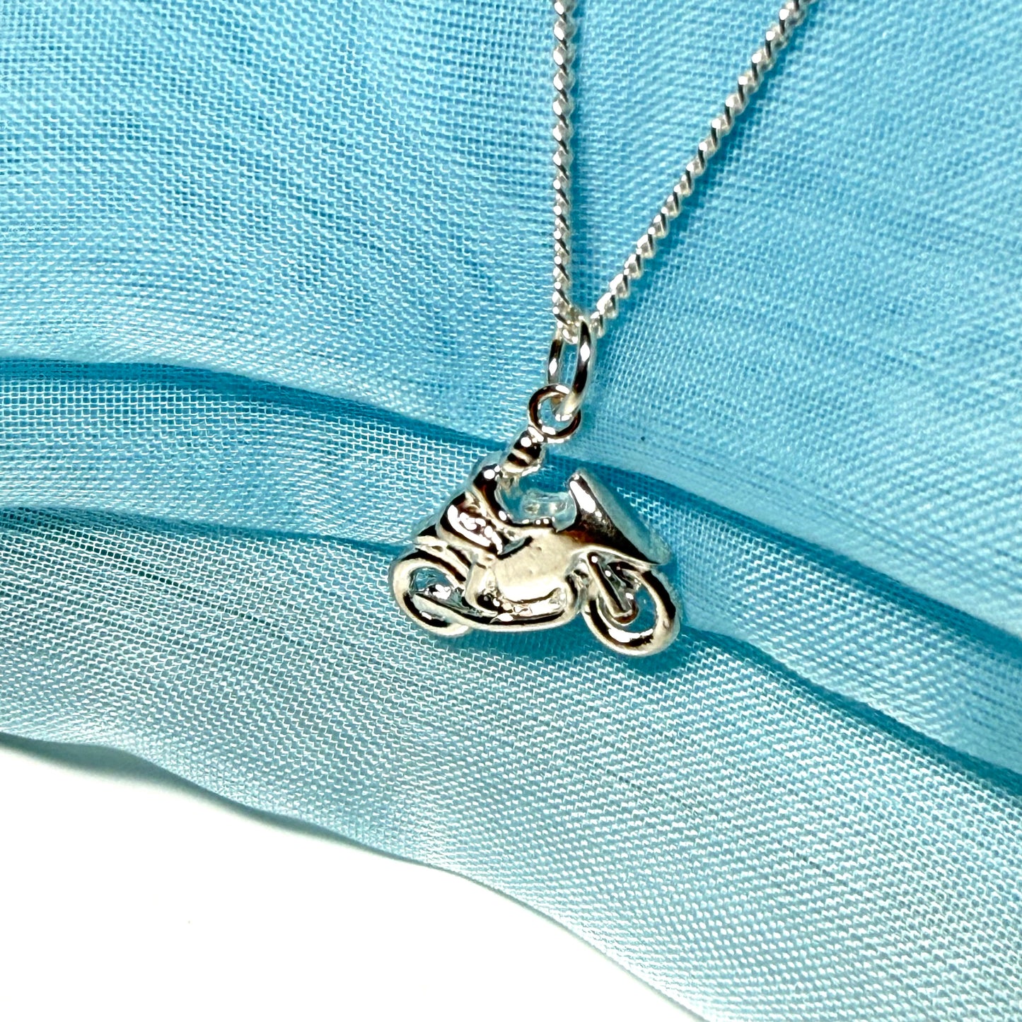 TT Racing Motorbike Necklace Sterling Silver with chain