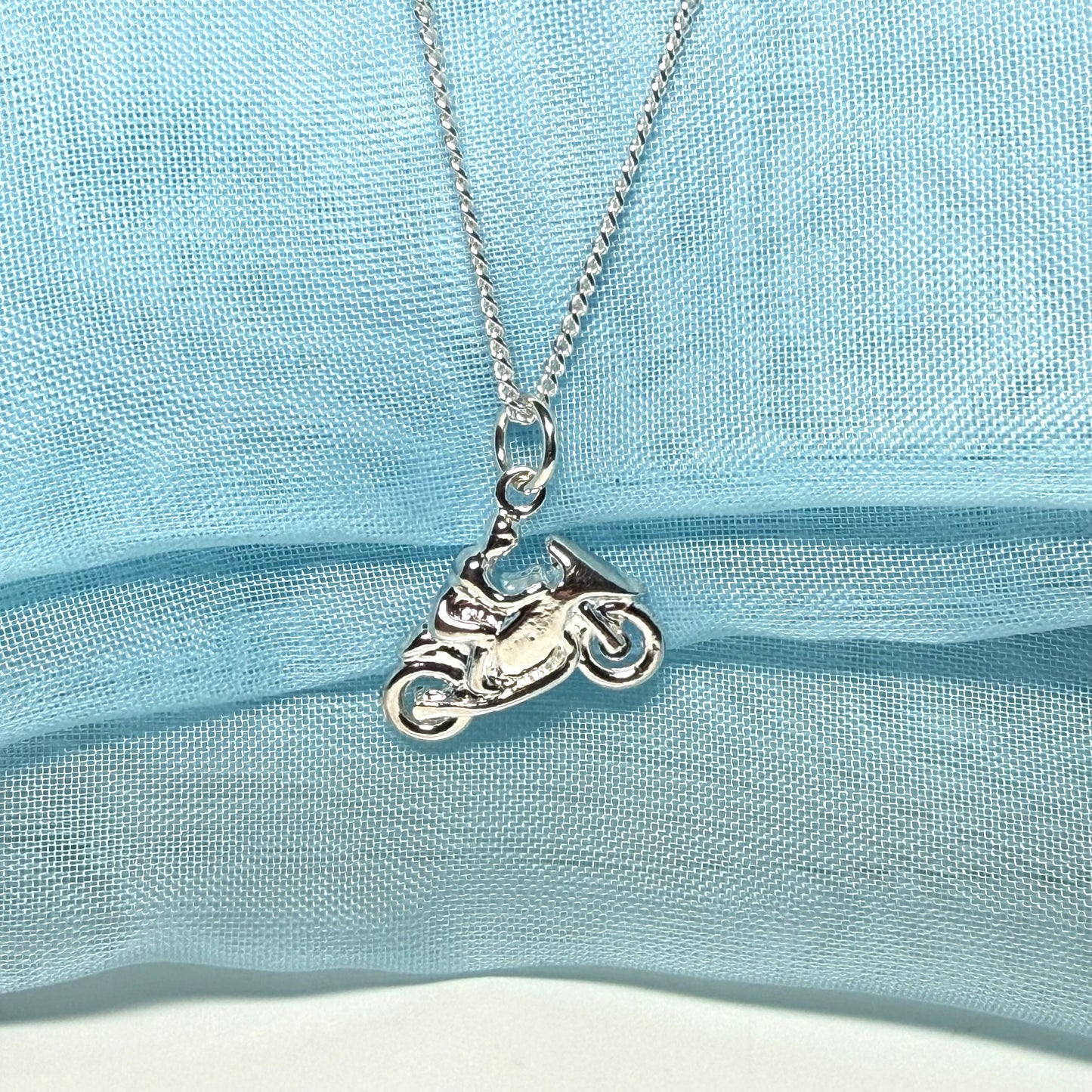 TT Racing Motorbike Necklace Sterling Silver with chain
