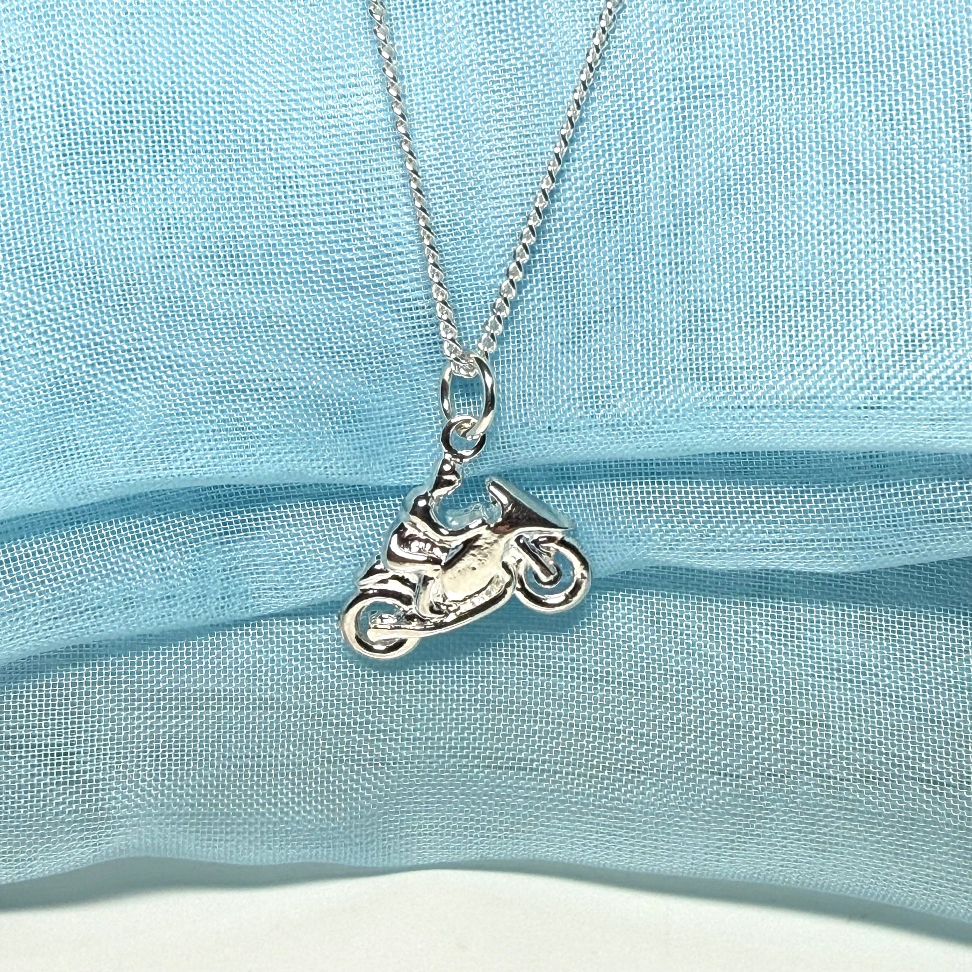 TT Racing Motorbike Necklace Sterling Silver with chain