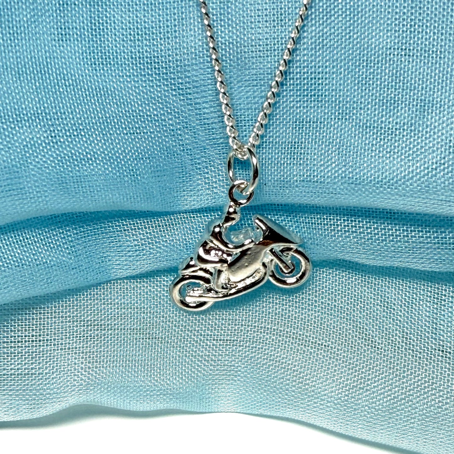 TT Racing Motorbike Necklace Sterling Silver