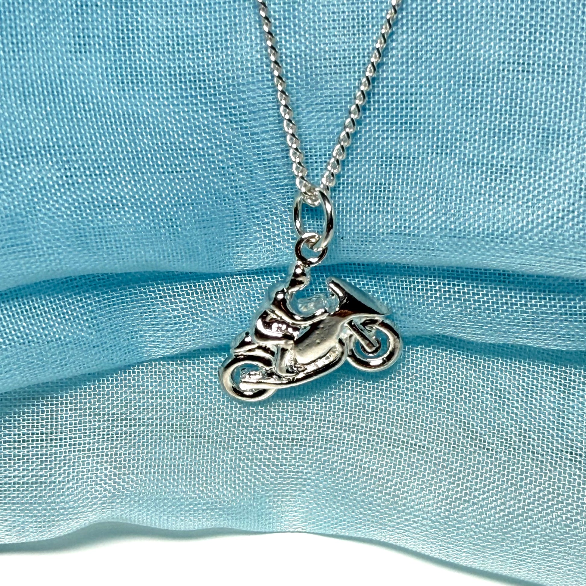 TT Racing Motorbike Necklace Sterling Silver