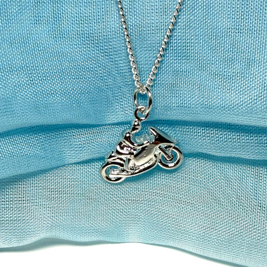 TT Racing Motorbike Necklace Sterling Silver