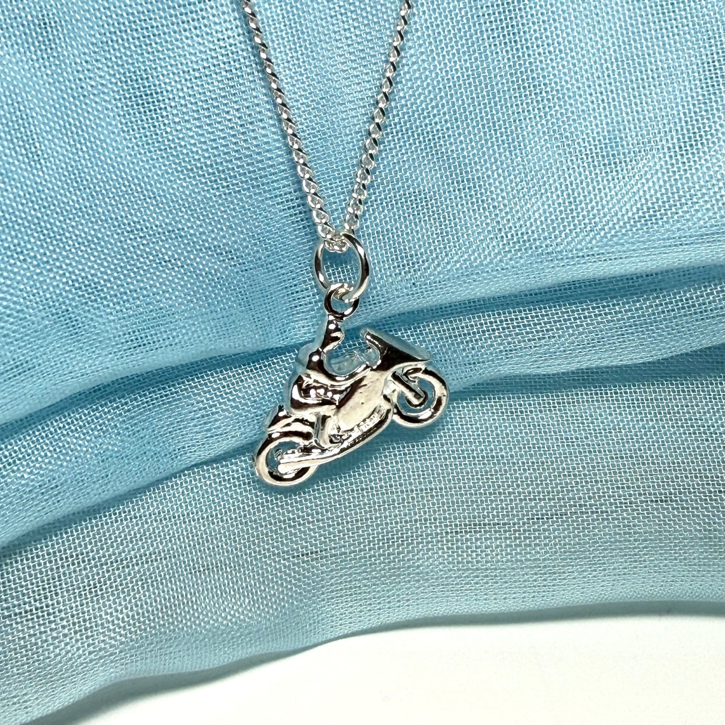 TT Racing Motorbike Necklace Sterling Silver with chain