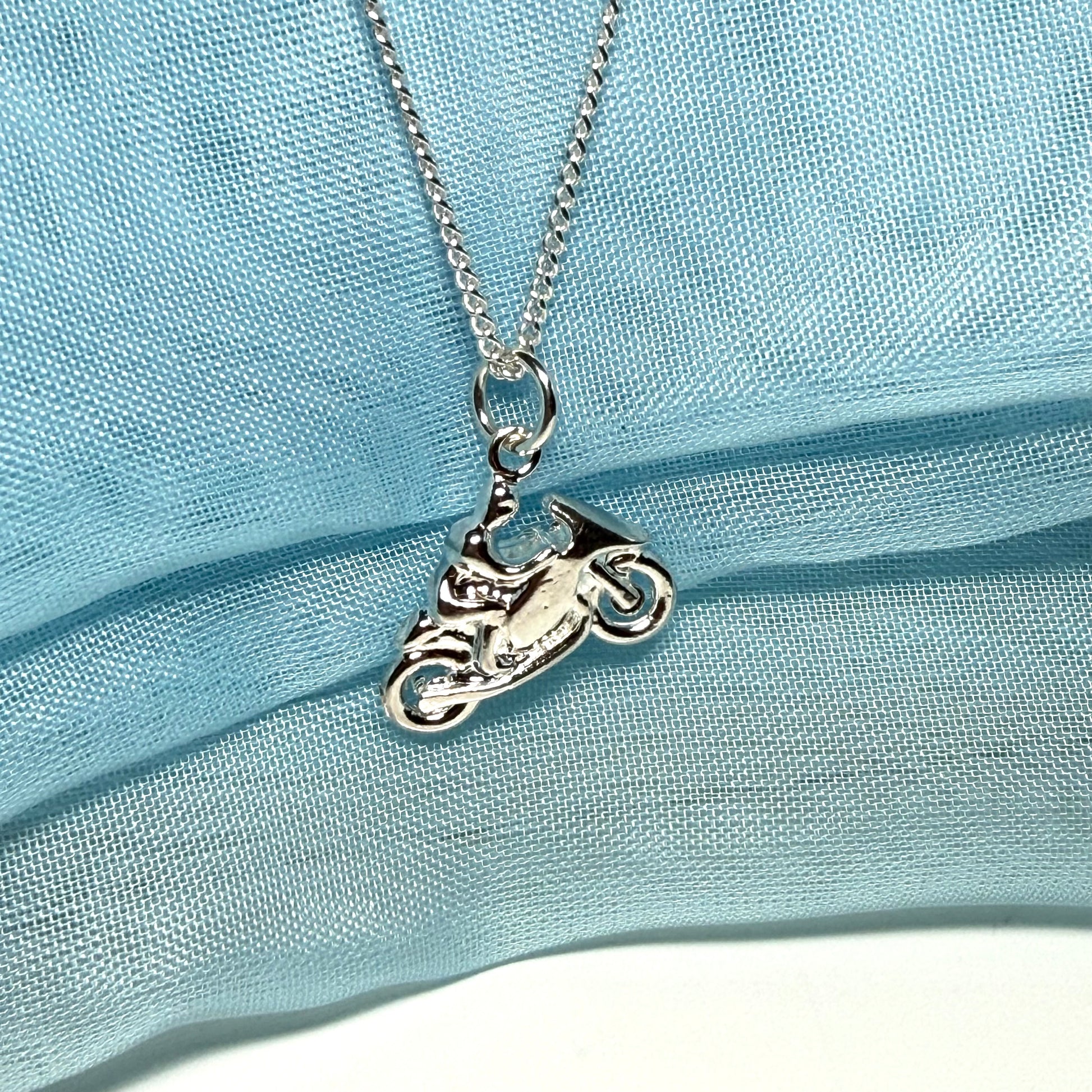 TT Racing Motorbike Necklace Sterling Silver with chain