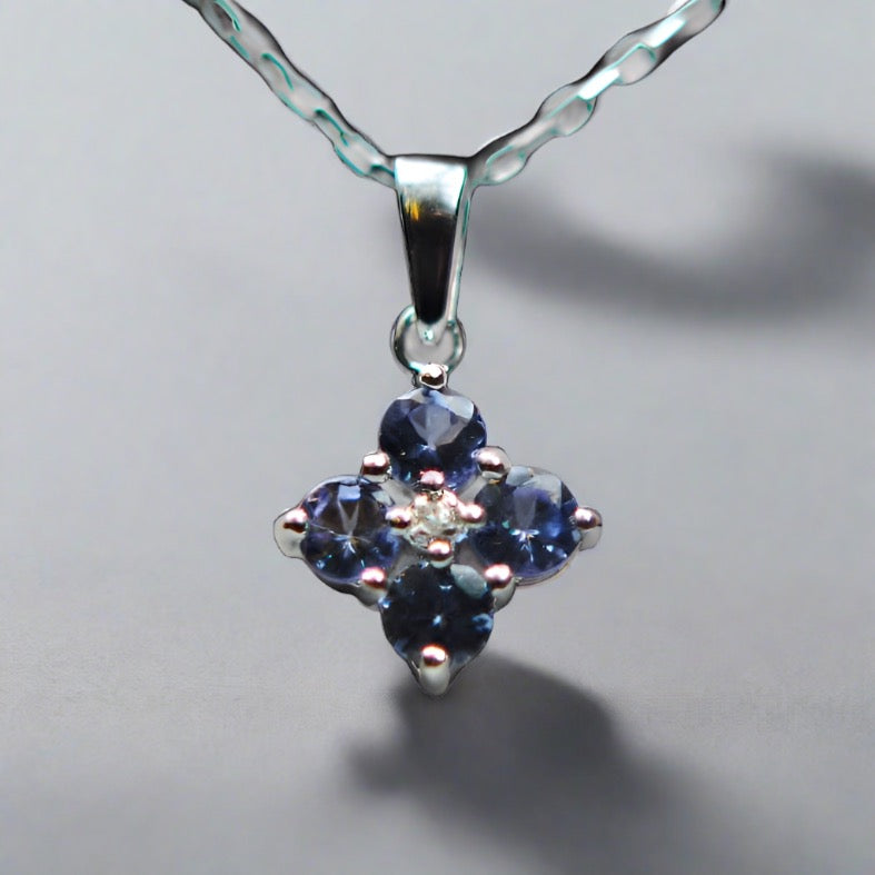 Tanzanite And Diamond Fancy White Gold Necklace