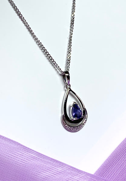 Tanzanite And Diamond White Gold Necklace