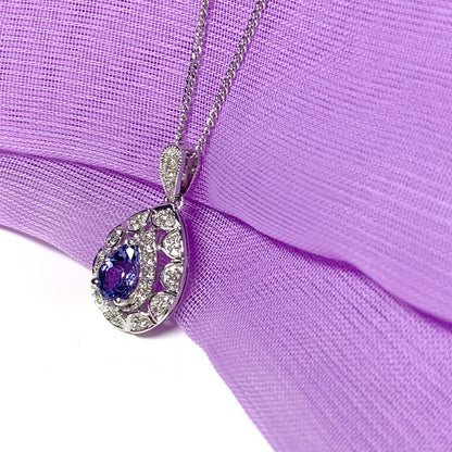 Tanzanite And Diamond White Gold Pear Necklace