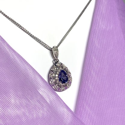 Tanzanite And Diamond White Gold Pear Necklace