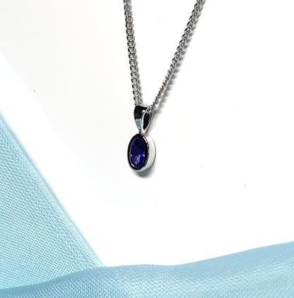 Tanzanite Oval White Gold Necklace