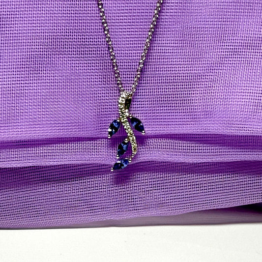 Tanzanite and diamond white Gold fancy spray necklace