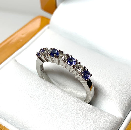 Tanzanite and diamond eternity ring