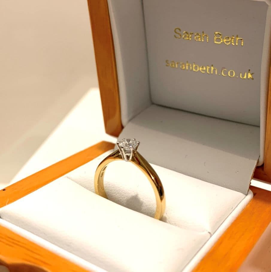 Diamond Solitaire Single Stone Yellow Gold Diamond Engagement Ring 33 Points