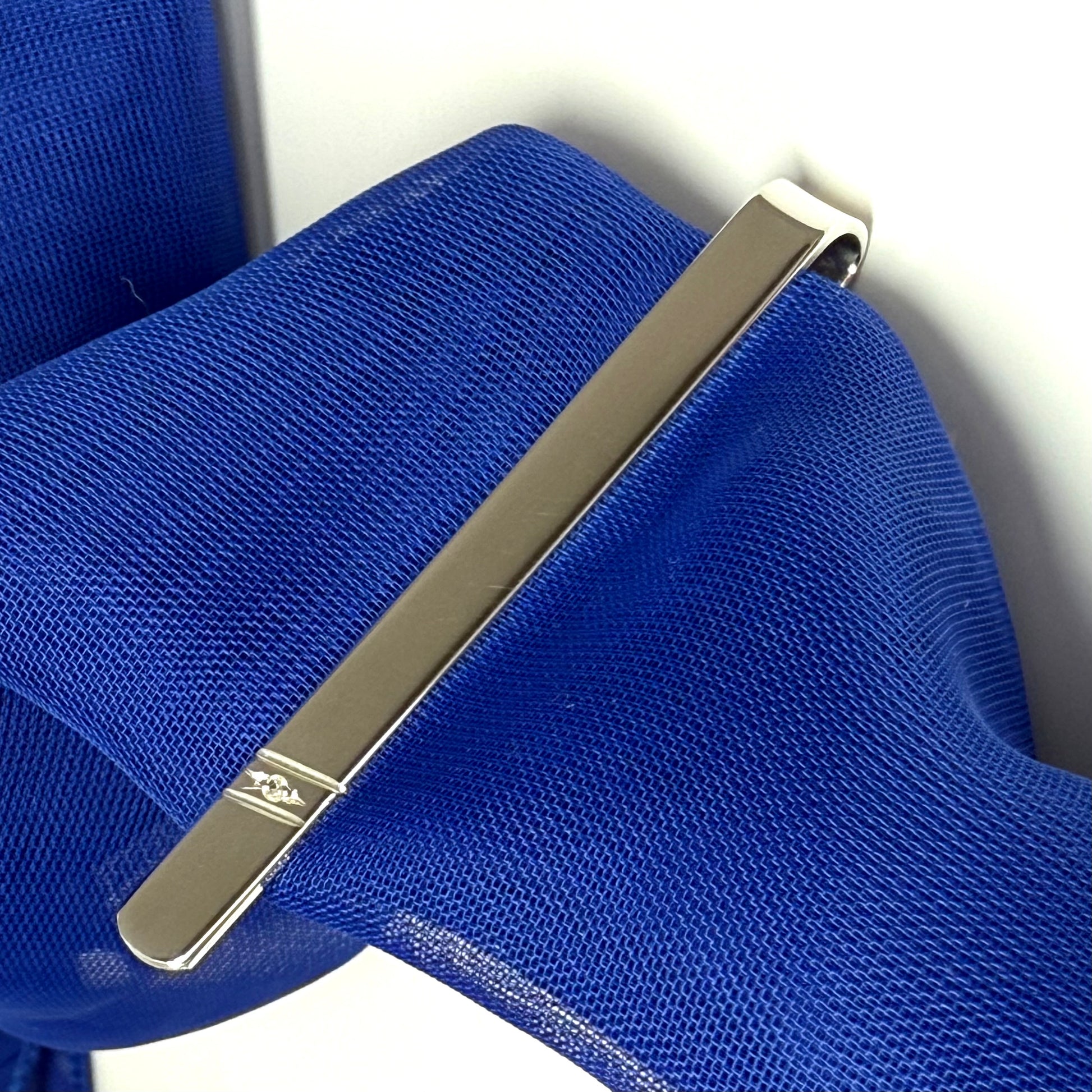 Tie Bar Sterling Silver Diamond Set Tie Clip Bar