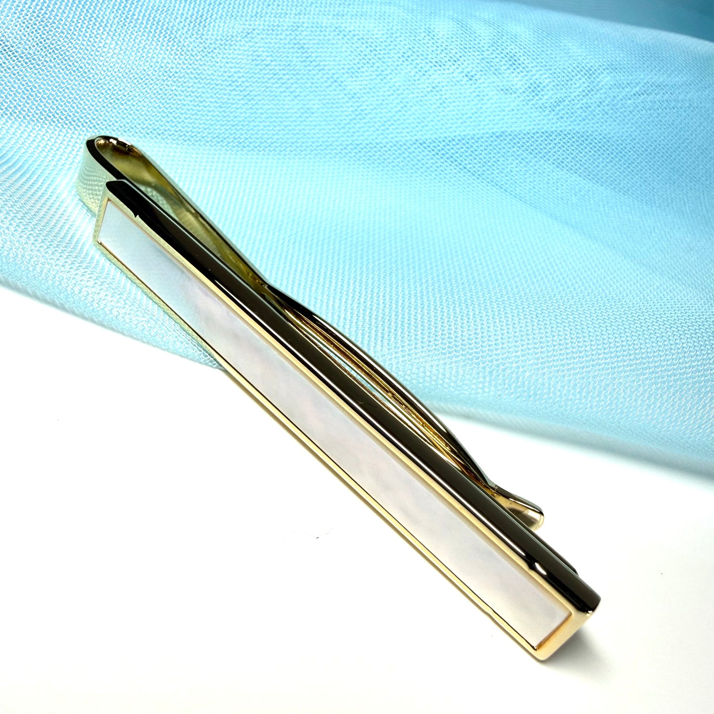 Tie Clip Bar Mother Of Pearl Gold Plated