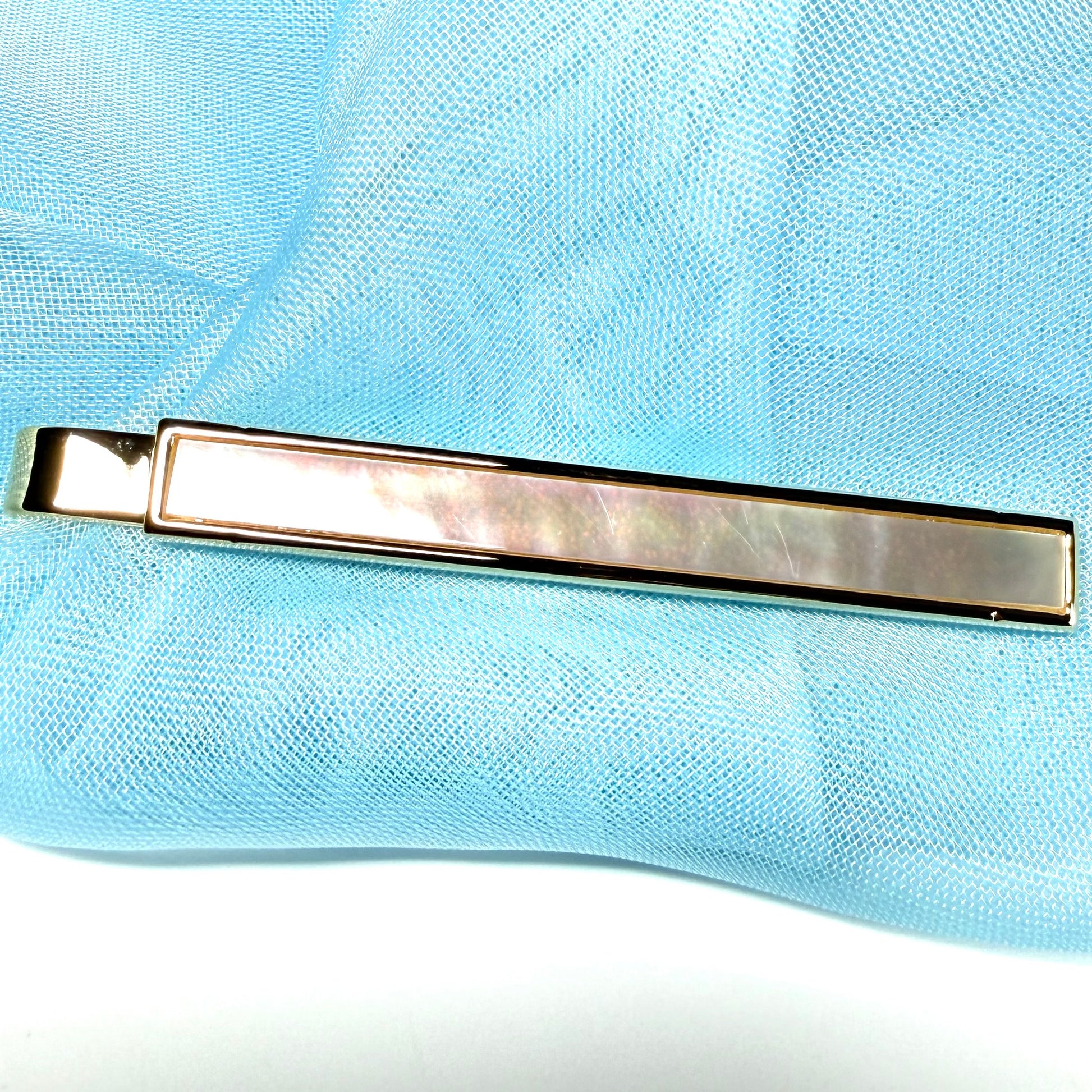 Tie Clip Bar Mother Of Pearl Gold Plated