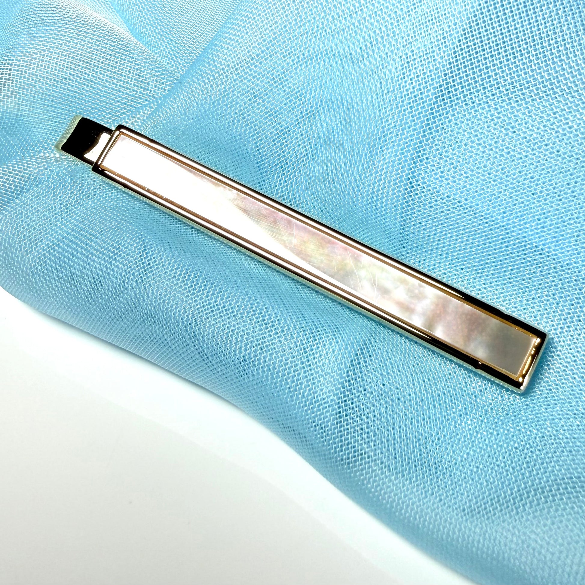 Tie Clip Bar Mother Of Pearl Gold Plated
