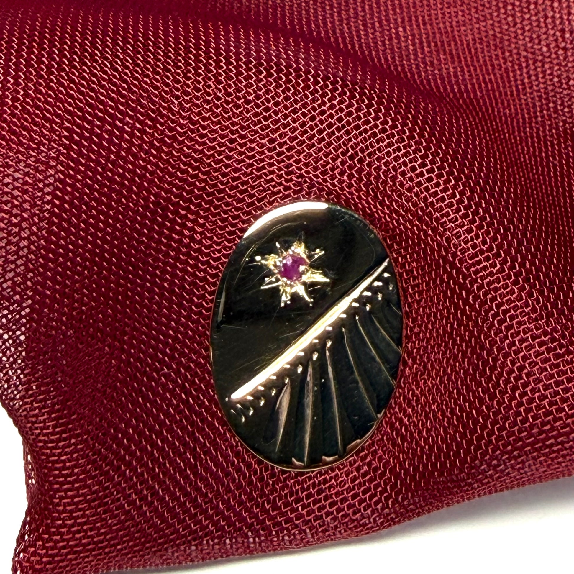 Tie Pin 9 Carat Gold Ruby Set Oval Tie Tac