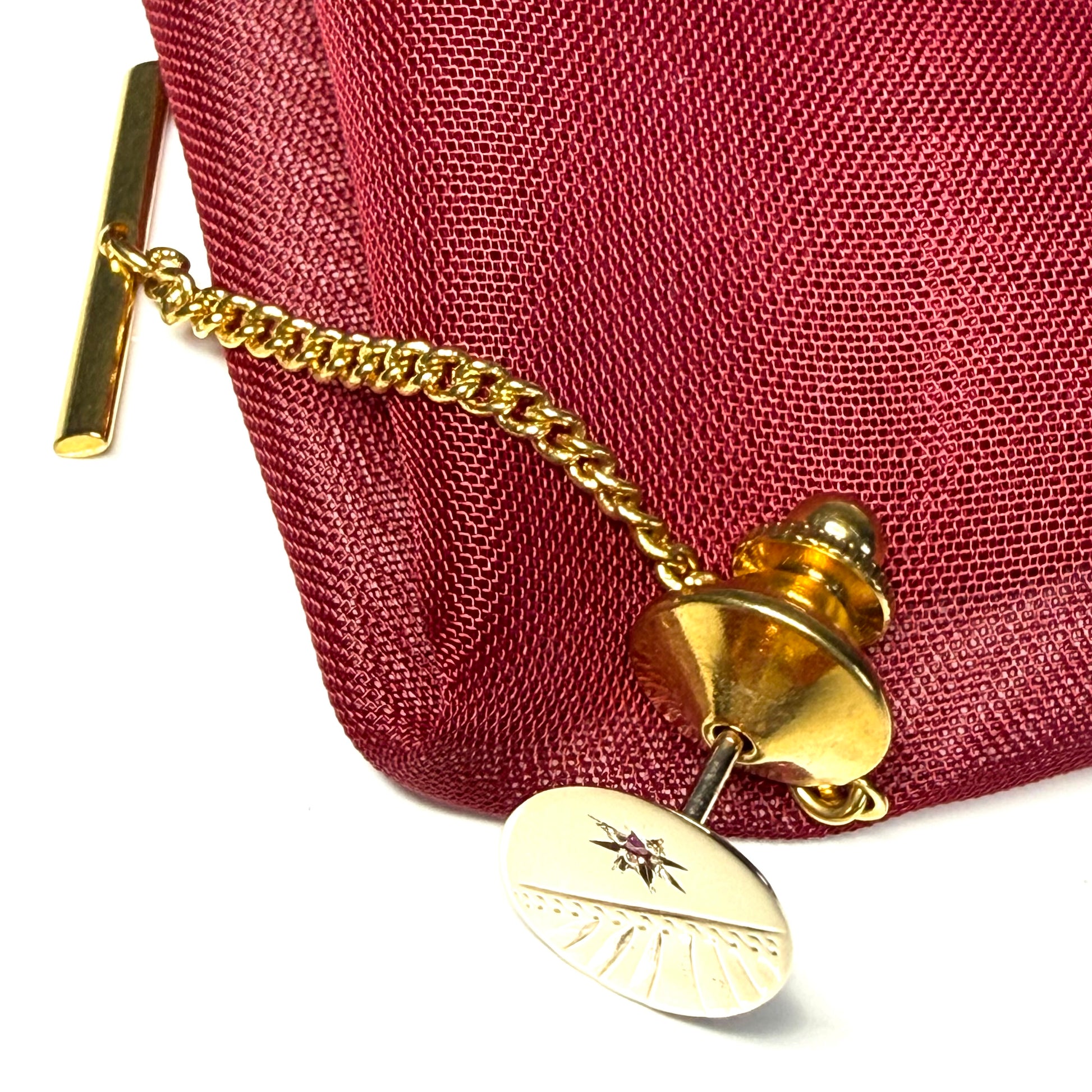 Tie Pin 9 Carat Gold Ruby Set Oval Tie Tac