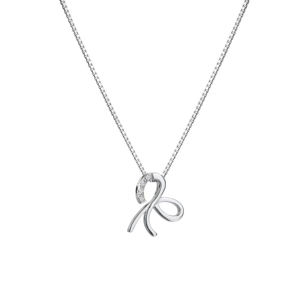 Tied bow shaped Hot Diamonds sterling silver necklace pendant DP909
