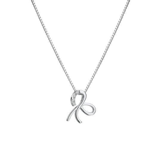 Tied bow shaped Hot Diamonds sterling silver necklace pendant DP909