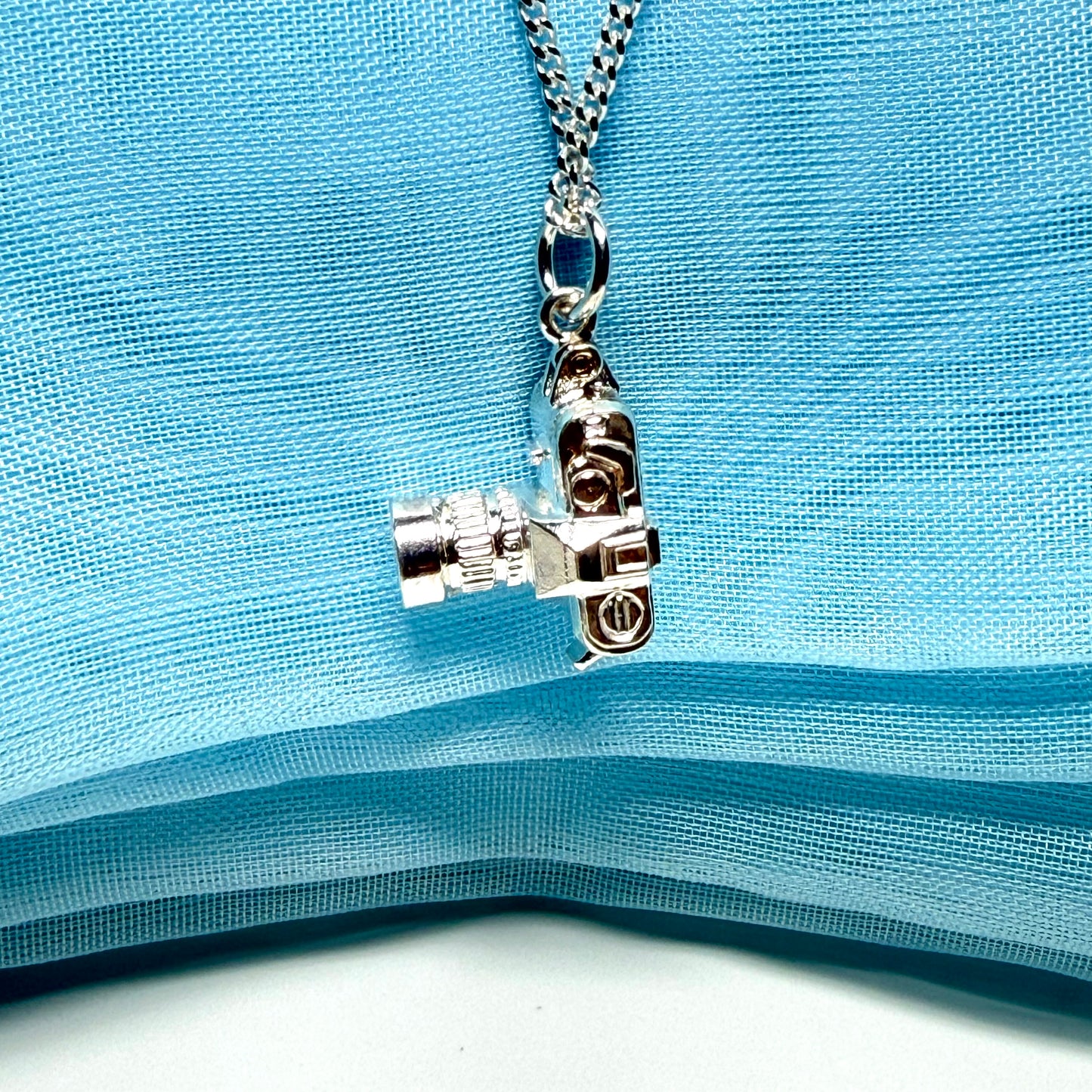 Traditional Lens Camera Necklace Sterling Silver Pendant