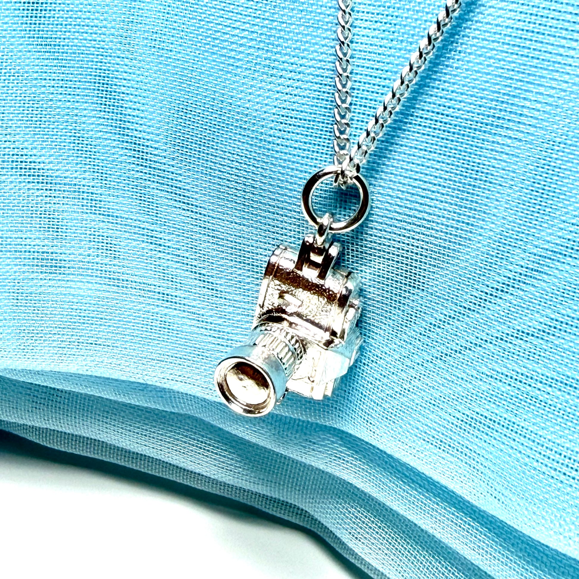 Traditional Lens Camera Necklace Sterling Silver Pendant