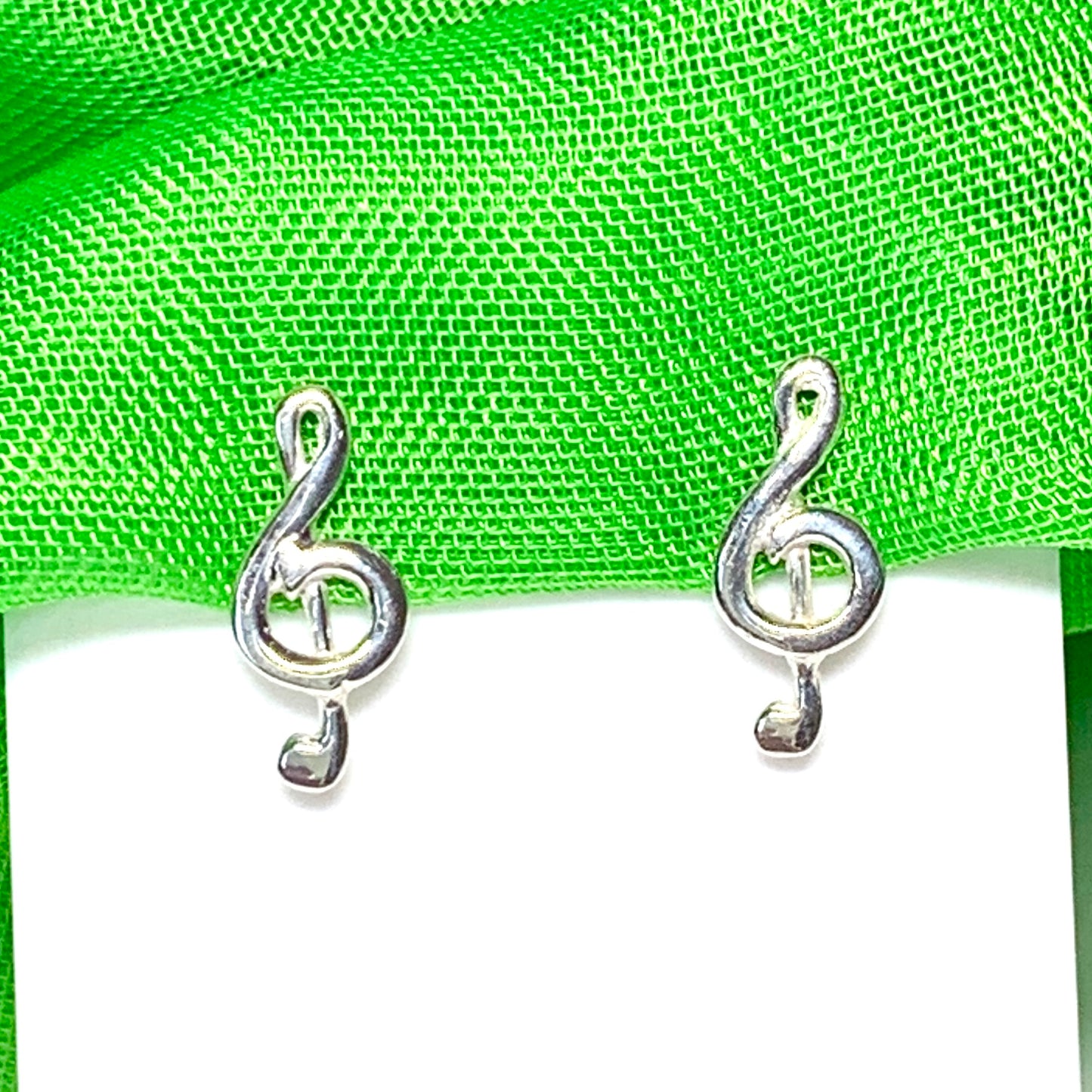 Treble clef earrings stud sterling silver