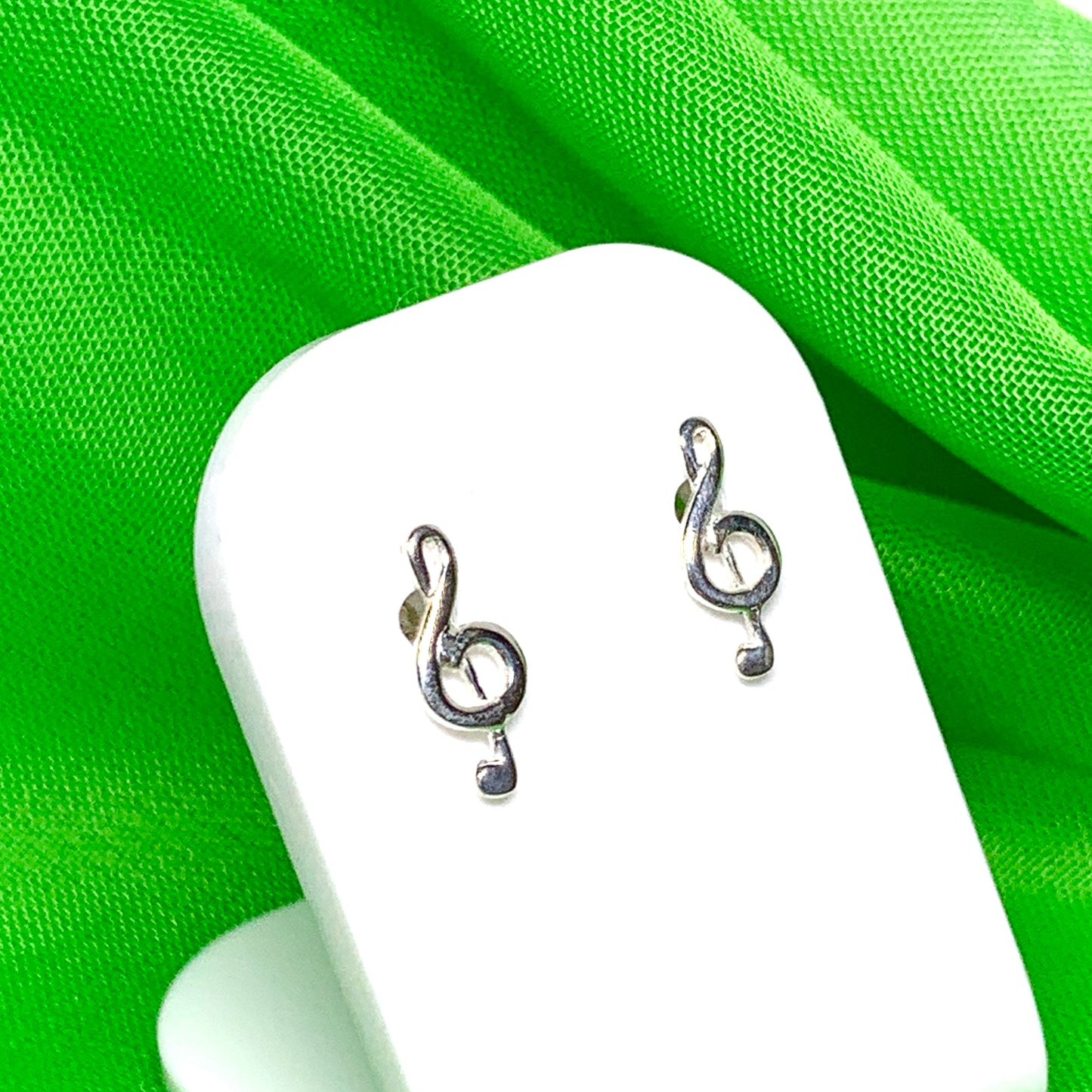 Treble clef earrings stud sterling silver