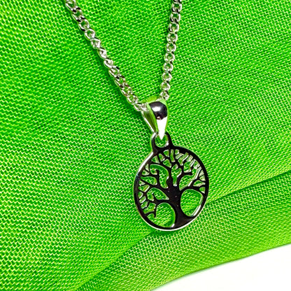 Tree Of Life round necklace sterling silver