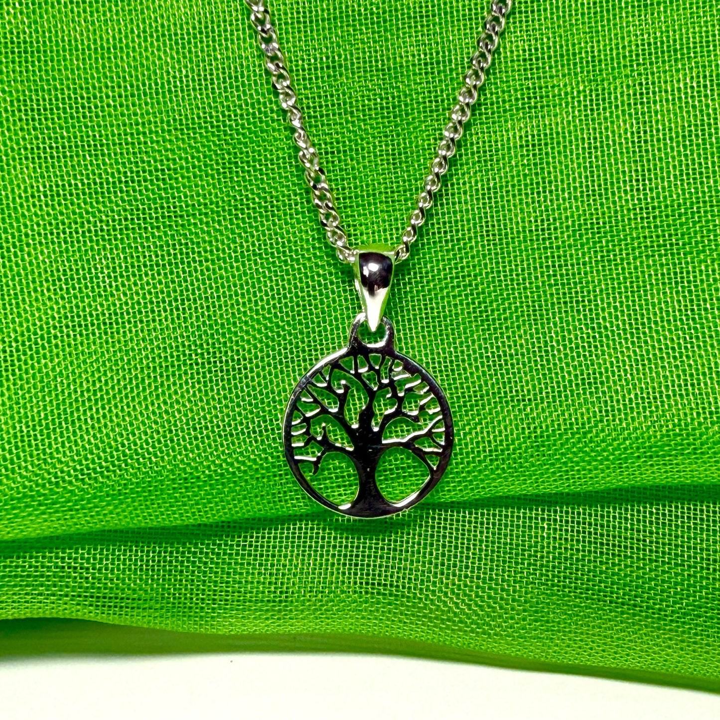 Tree Of Life round necklace sterling silver