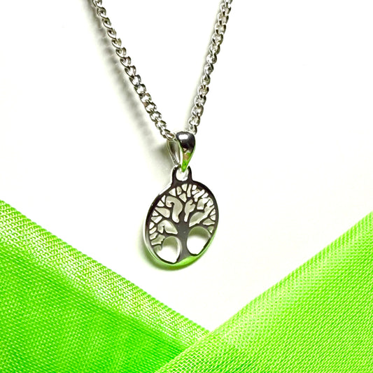 Tree Of Life round necklace sterling silver
