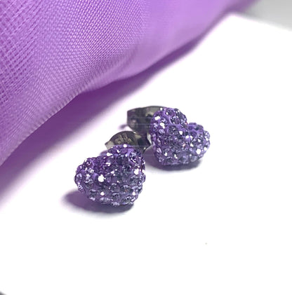 Tresor Paris heart shaped 10 mm lilac stud earrings titanium