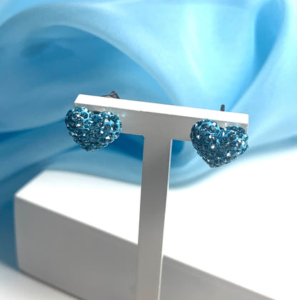 Tresor Paris light blue heart shaped 10 mm stud earrings titanium