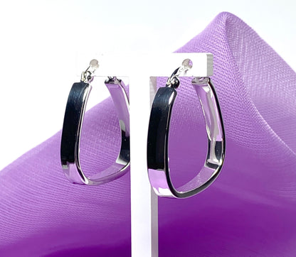 Triangle shaped hoop earrings polished sterling silver