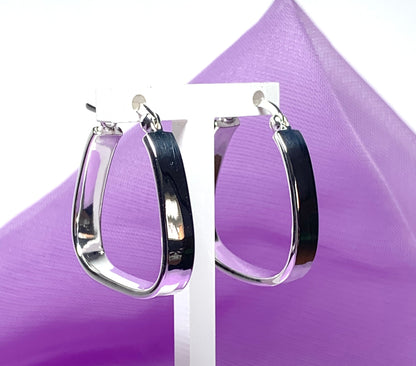 Triangle shaped hoop earrings polished sterling silver