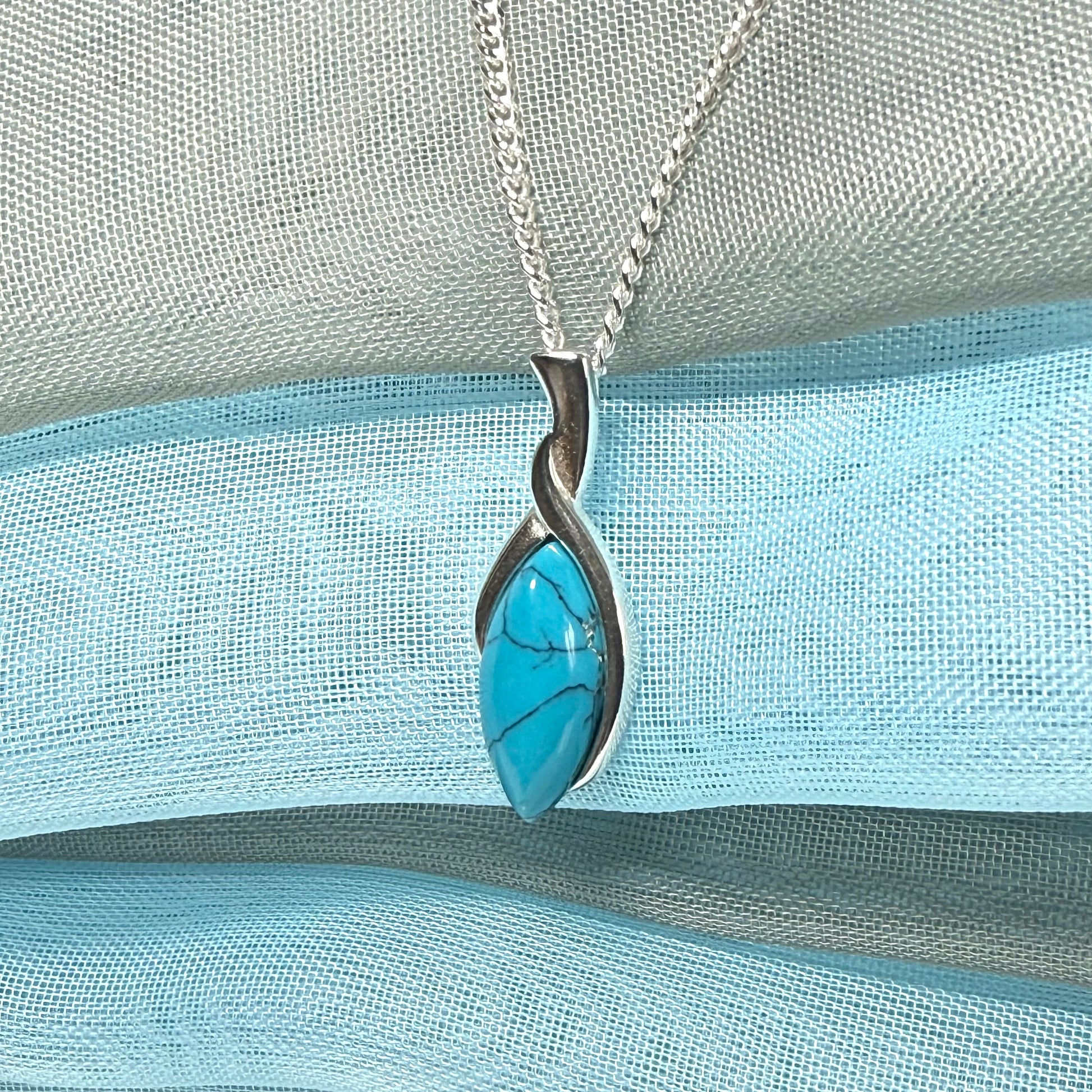 Turquoise marquise cut necklace